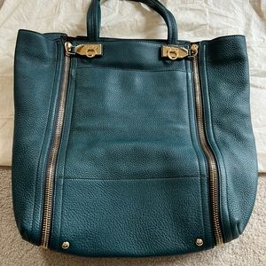 Green Salvatore Ferragamo large leather tote